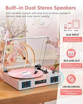 Amazon.com: Vinyl Record Player Vintage Wireless Bluetooth
